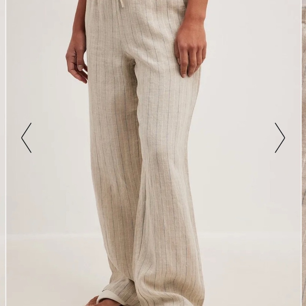 NA-KD Linen Strip Trousers - Size 34